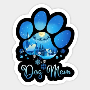 Christmas Paw Dog Mom Sticker